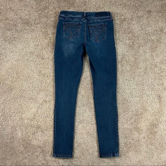 SEVEN7 Dark Wash Mid Rise Distressed Skinny Jeans 4 - Picture 3 of 6